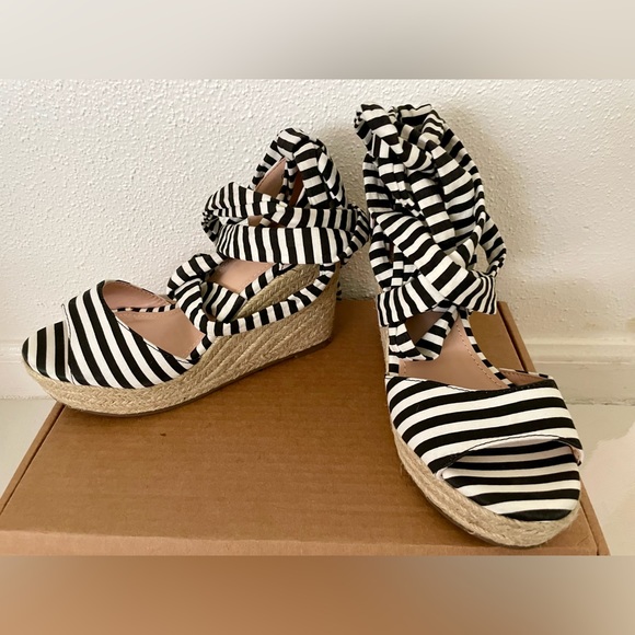 Womens Lace Up Platform Wedge Open Toe Cross Slingback Summer Shoes Size 5.5 - Picture 10 of 11